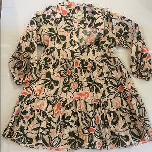 Anthropologie Maeve Pink and green Floral Dress